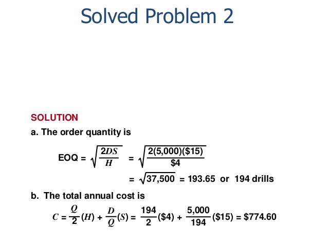 material costing problems with solutions eoq example calculation
